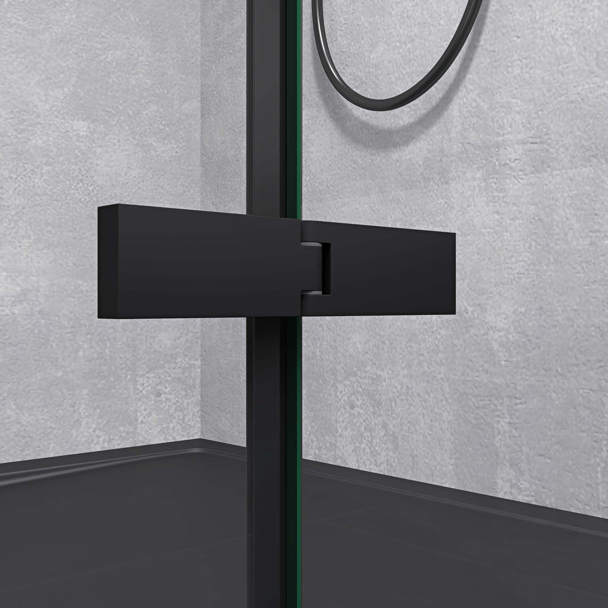 Paroi de douche Glasvilla noire, cloison de douche en verre trempé de 6 mm avec revêtement NANO en verre transparent et crochet porte-serviettes Rav64K