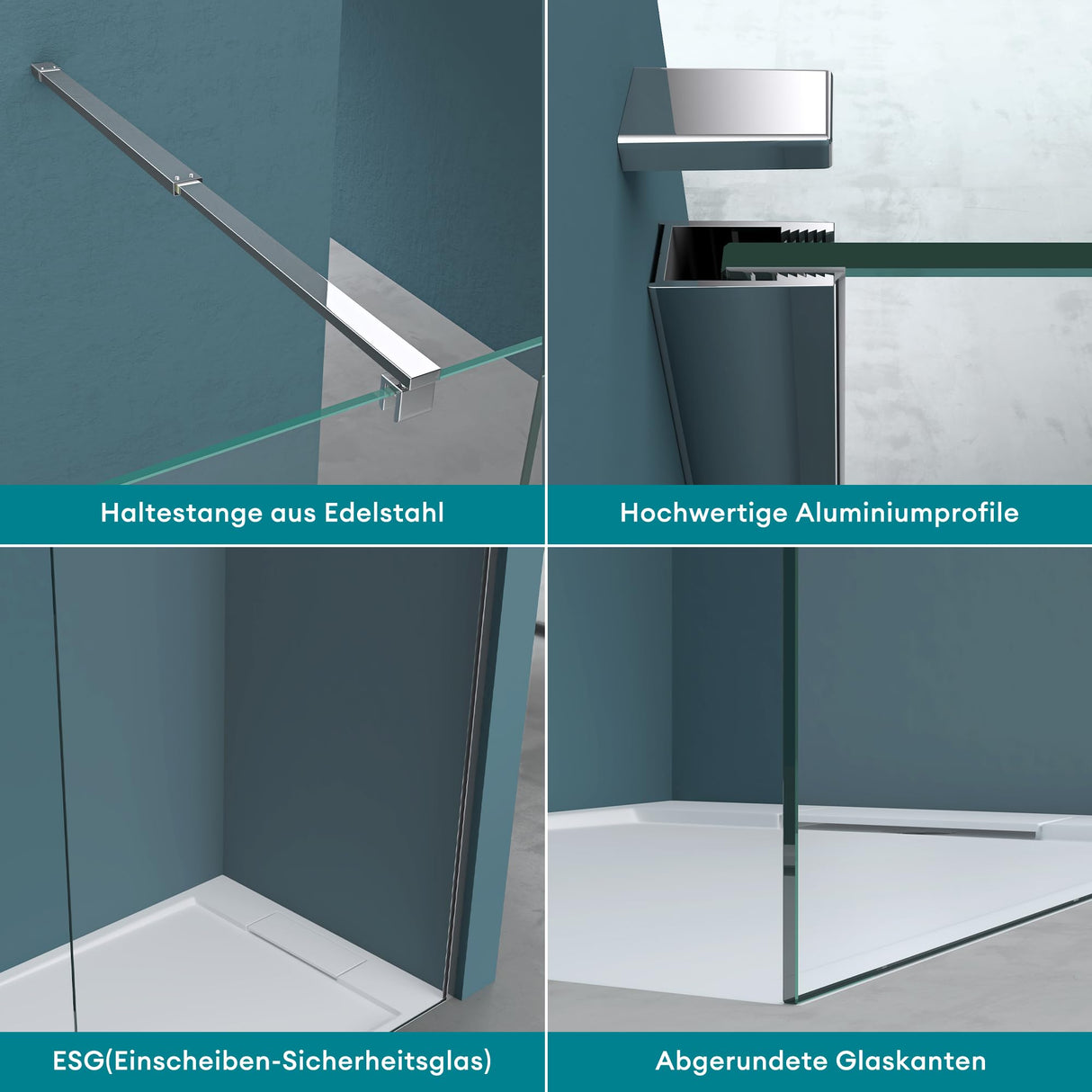 Paroi de douche Glasvilla pour douche, cloison de douche à l'italienne, verre de sécurité ESG 8 mm, verre NANO BRAM1 et BRAM3 Bremen1K