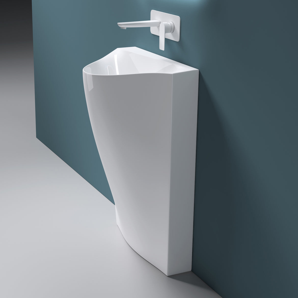 glasvilla Design Standwaschbecken freistehend Col37 weiß, aus Mineralguss, Waschtisch, BTH: 55x34x85cm