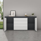 Buffet de rangement Glasvilla LTH : 167x36x70 cm avec 2 armoires et 4 tiroirs commode armoire polyvalente meuble cabinet03