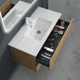Ensemble de meubles de salle de bain Glasvilla, meuble sous-vasque avec meuble bas, vasque en fonte minérale, meuble sous-vasque 2 tiroirs à fermeture amortie Aqualis