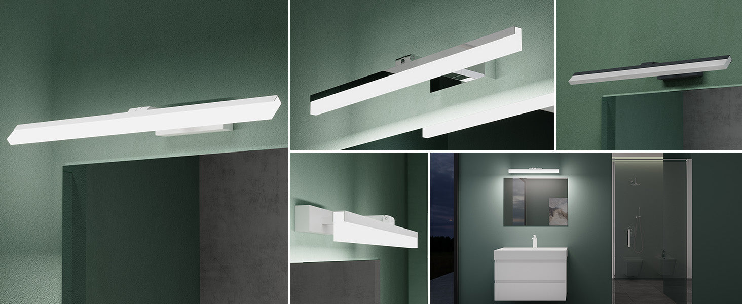 glasvilla Lampada da Specchio LED per Bagno 40cm | Lampada a Specchio 6000K, Illuminazione da Parete Ruotabile 9W di 180° Luxaris