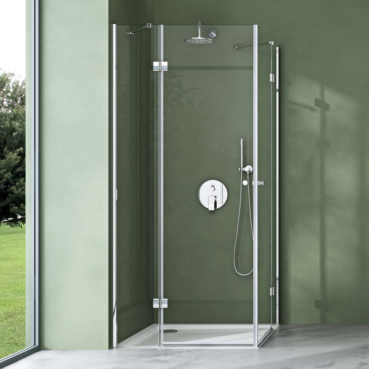 galsvilla Eckeinstieg Duschkabine Duschabtrennung Klarglas 6mm ESG-Sicherheitsglas & Lotuseffekt 2 Pendeltüren  R01k