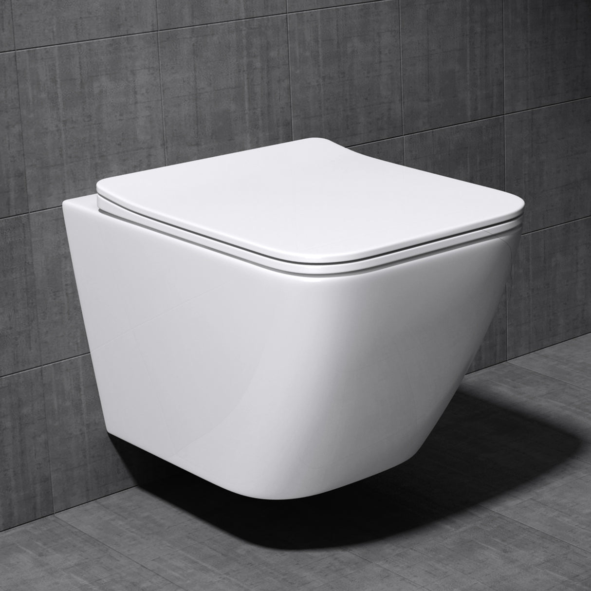 WC suspendu Glasvilla, sans bride, en céramique blanche, avec mécanisme de fermeture amortie