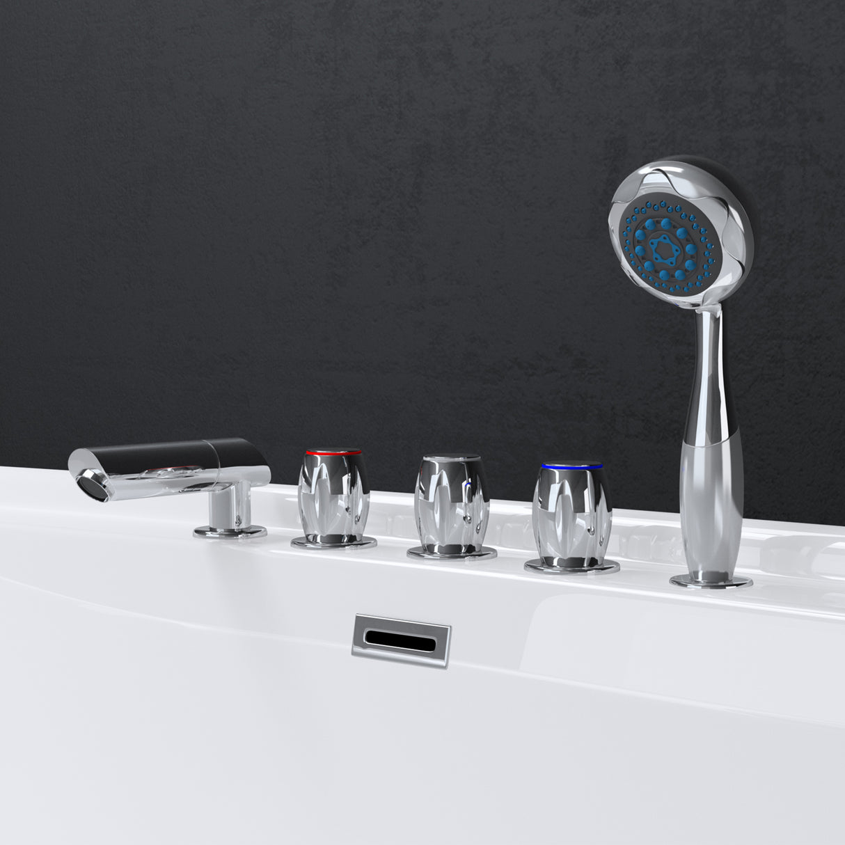 Baignoire îlot rectangulaire en acrylique sanitaire Glasvilla avec accessoires, baignoire sur pied Vicenza601