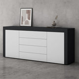 Buffet de rangement Glasvilla LTH : 167x36x70 cm avec 2 armoires et 4 tiroirs commode armoire polyvalente meuble cabinet03
