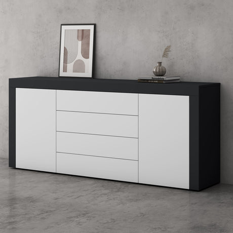 Buffet de rangement Glasvilla LTH : 167x36x70 cm avec 2 armoires et 4 tiroirs commode armoire polyvalente meuble cabinet03