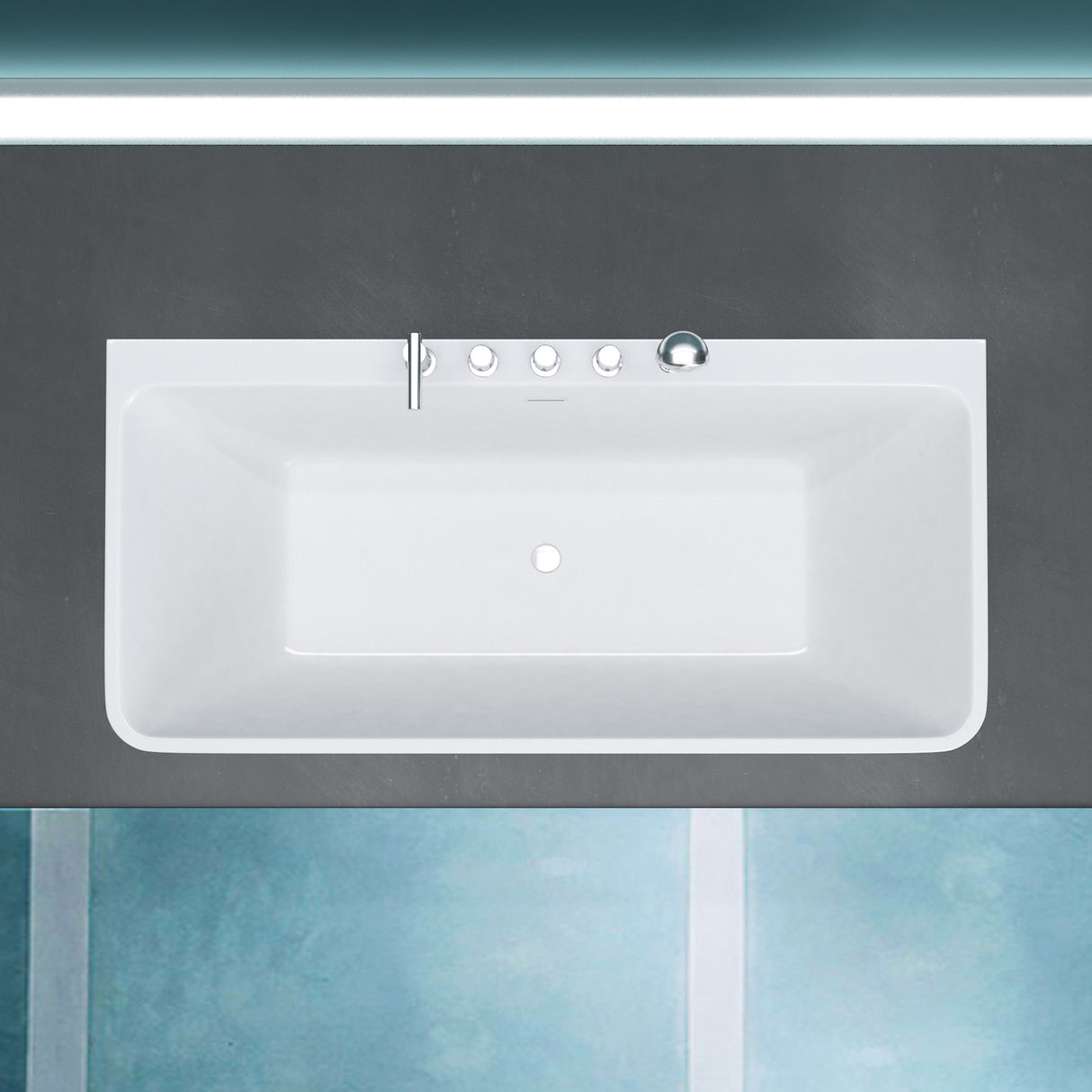 Baignoire îlot rectangulaire en acrylique sanitaire Glasvilla avec accessoires, baignoire sur pied Vicenza601