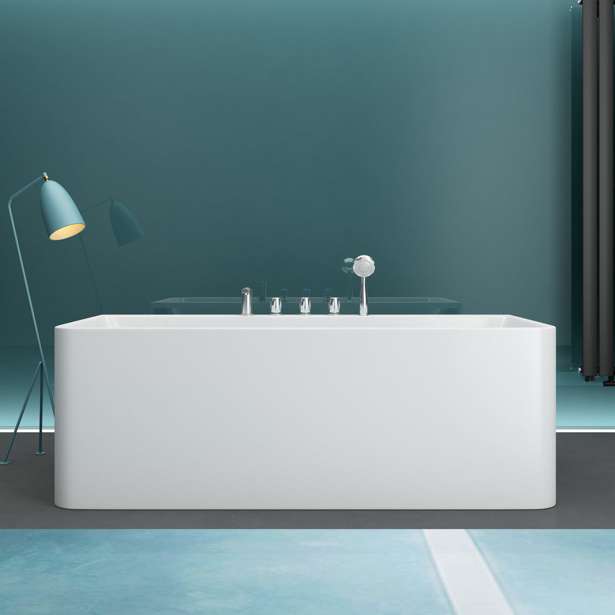 Baignoire îlot rectangulaire en acrylique sanitaire Glasvilla avec accessoires, baignoire sur pied Vicenza601