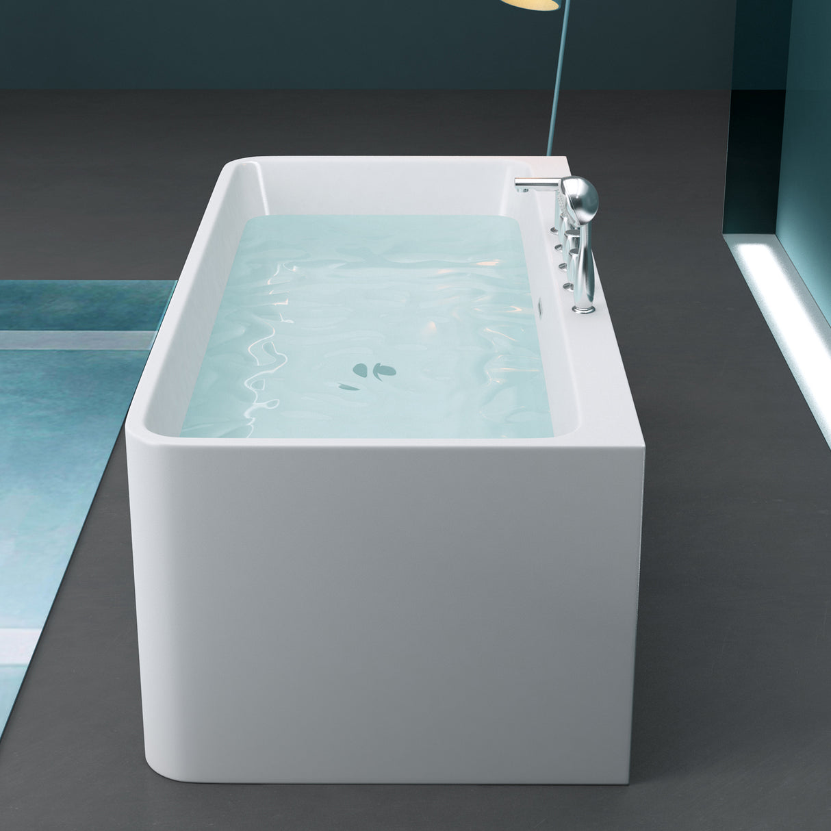 Baignoire îlot rectangulaire en acrylique sanitaire Glasvilla avec accessoires, baignoire sur pied Vicenza601