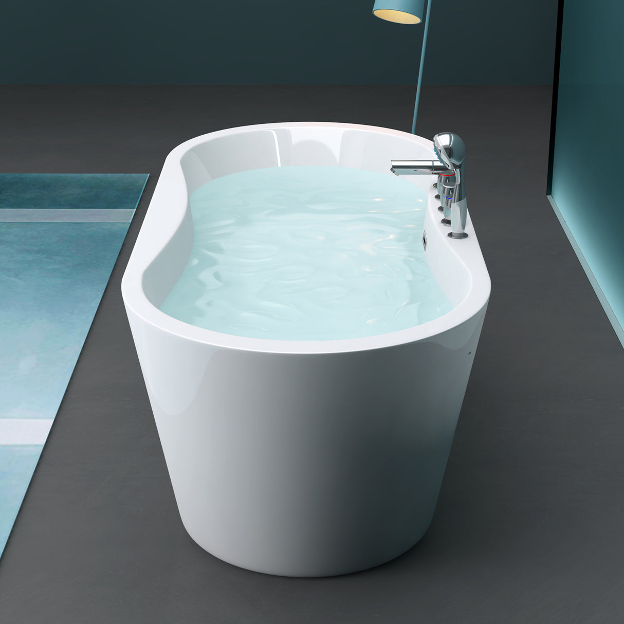 Baignoire îlot rectangulaire en acrylique sanitaire Glasvilla avec accessoires, baignoire sur pied Vicenza601