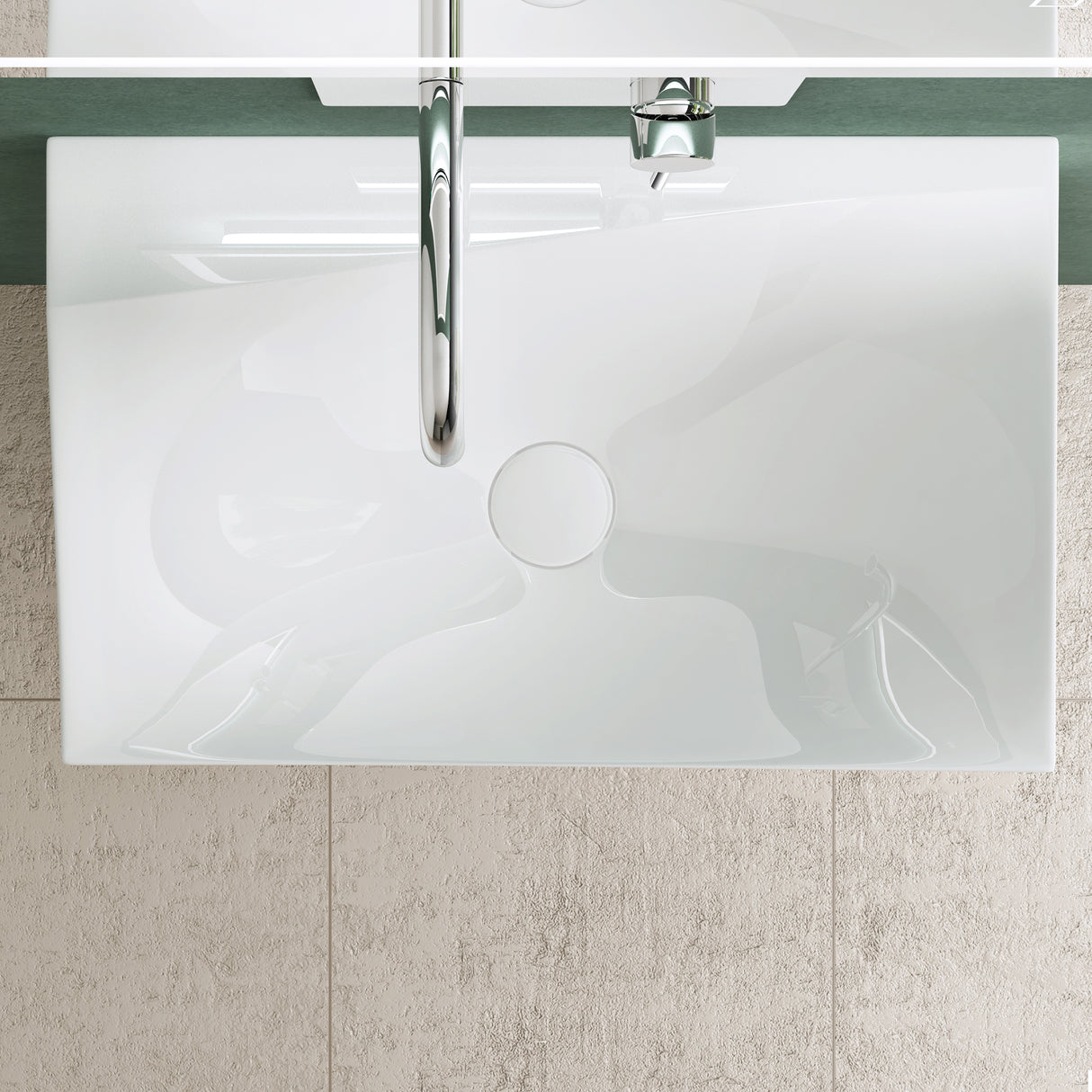 glasvilla Waschbecken Hänge-Waschtisch BTH: 60x38x20cm in Weiß glänzend aus Mineralguss mit Ablaufabdeckung Waschschale Col6035