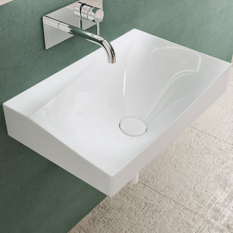 glasvilla Waschbecken Hänge-Waschtisch BTH: 60x38x20cm in Weiß glänzend aus Mineralguss mit Ablaufabdeckung Waschschale Col6035