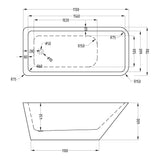 Baignoire îlot rectangulaire en acrylique sanitaire Glasvilla avec accessoires, baignoire sur pied Vicenza601