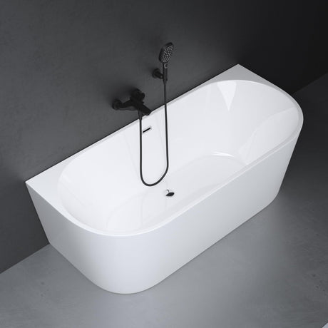 Baignoire îlot ovale en acrylique Glasvilla avec bonde escamotable, blanche, 170 x 75 x 58 cm, Vicenza519