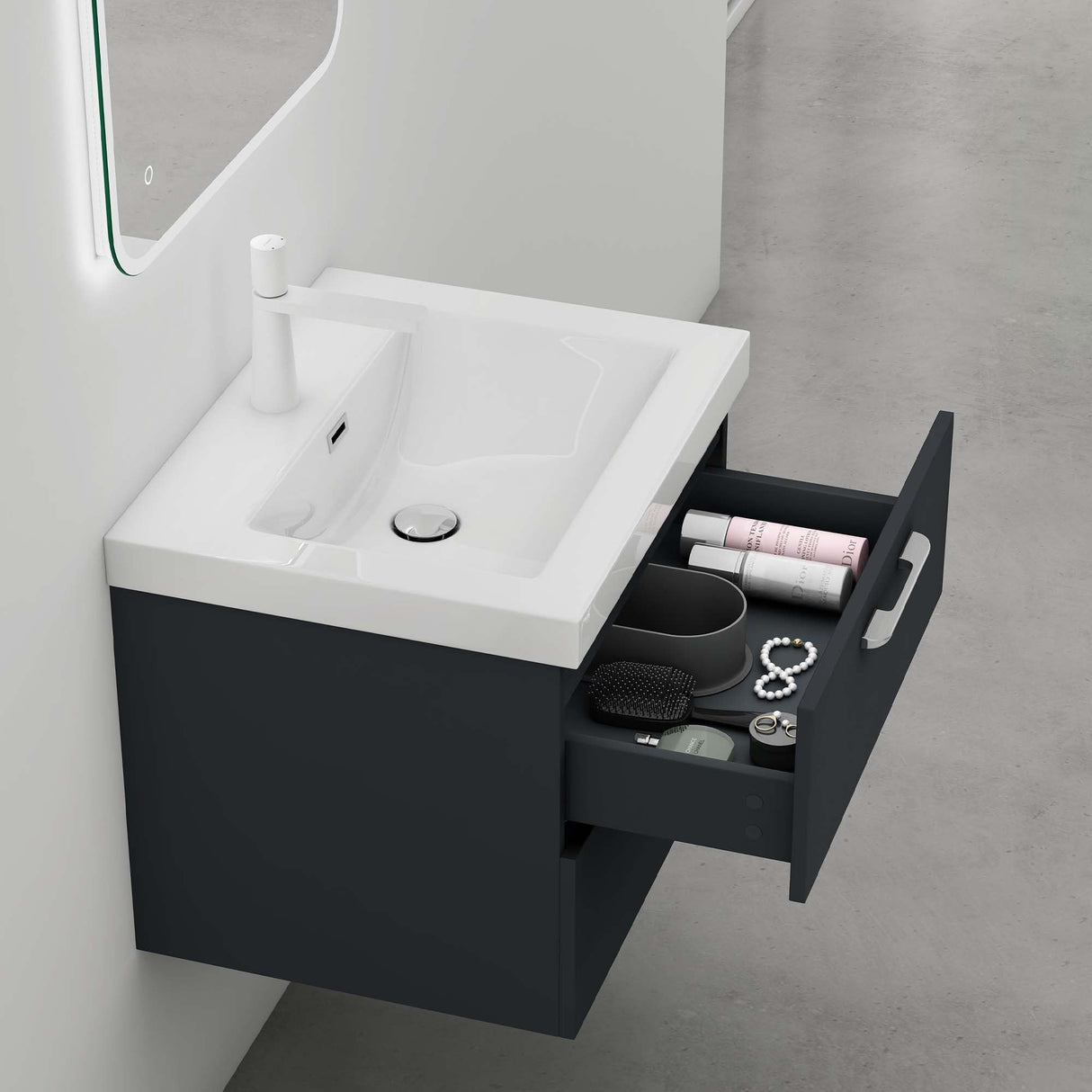 Meuble de salle de bain glasvilla 2 pièces : lavabo et meuble bas prêts à monter Bavaria 