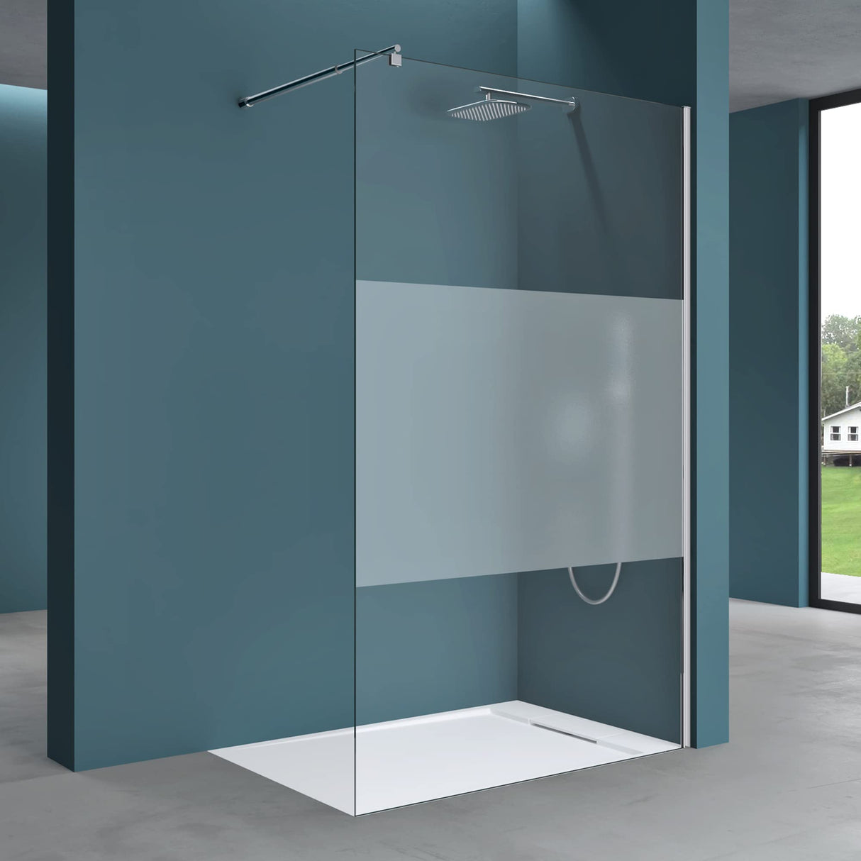 Paroi de douche Glasvilla pour douche, cloison de douche, douche à l'italienne, verre de sécurité ESG 10 mm, verre NANO Bremen2MS