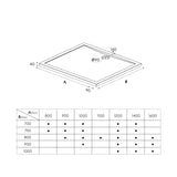 Receveur de douche glasvilla en acrylique de haute qualité, rectangulaire 90-160 cm Faro