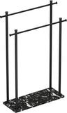 glasvilla Handtuchständer freistehend mit 2 Stangen, Handtuchhalter stehend Handtuchhalter ohne Bohren 55 × 20 × 82,5 , Edelstahl, Mineralstein-Sockel mit Ablage, Tavrin-09
