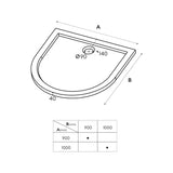 Glasvilla Design, Plato de ducha acrílico semicircular Faro4, altura 4 cm