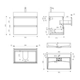 glasvilla Badmöbel-Set Waschbeckenunterschrank Verona mit 2-Schubladen inkl. Waschbecken und Ablaufgarnitur