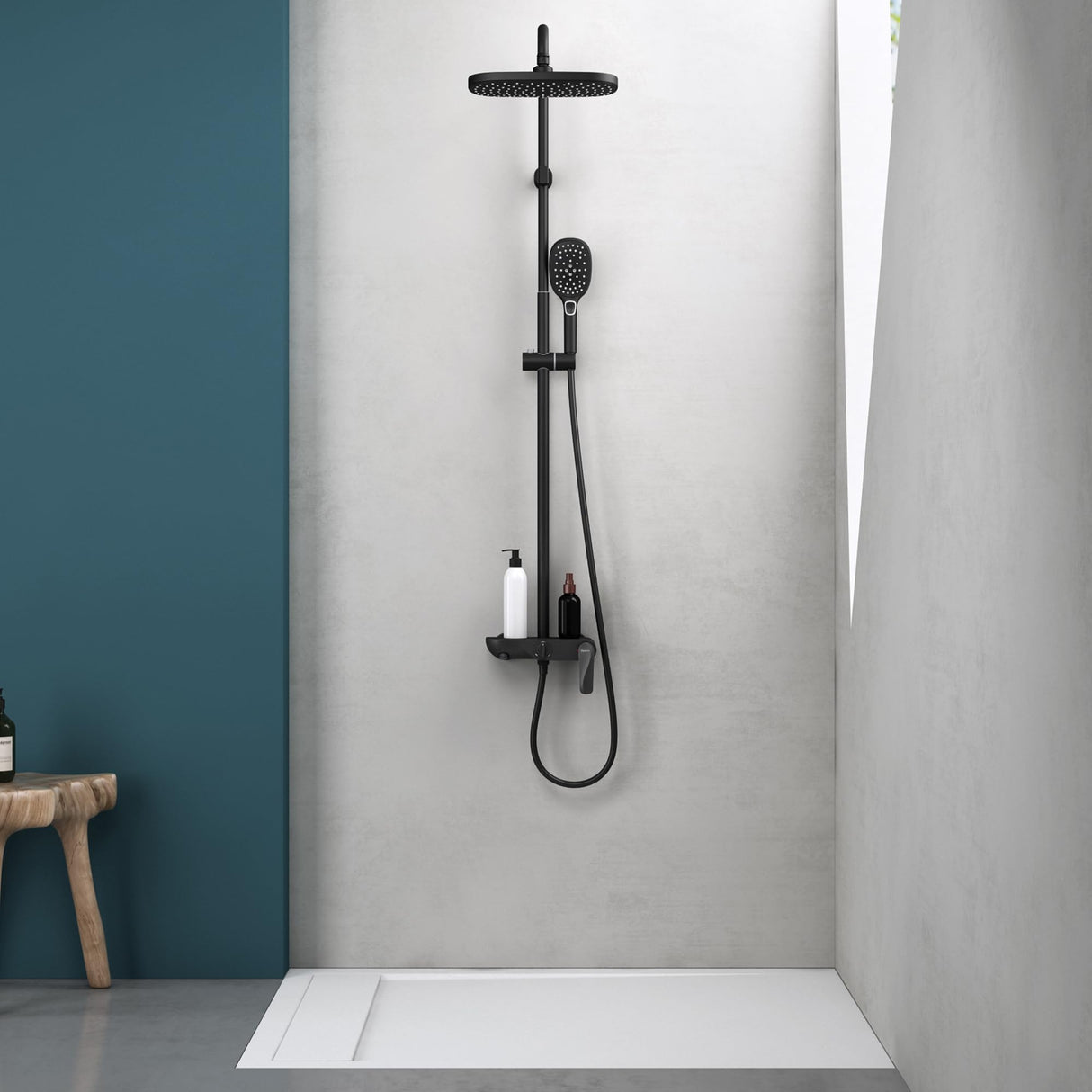 glasvilla Duschsystem mit Hand- und Kopfbrause Regendusche Duscharmatur mit Wandhalterungs-Set