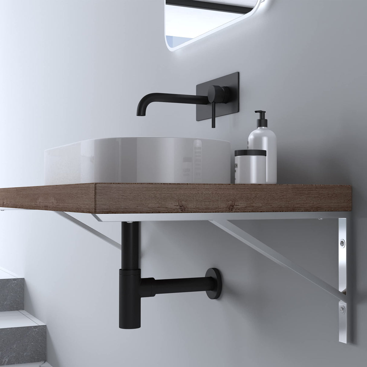 glasvilla Design Wandkonsole aus Edelstahl Waschtisch Halterung WH02