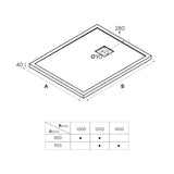 Receveur de douche Glasvilla en fonte minérale, receveur de douche ultra-plat antidérapant Geoma08