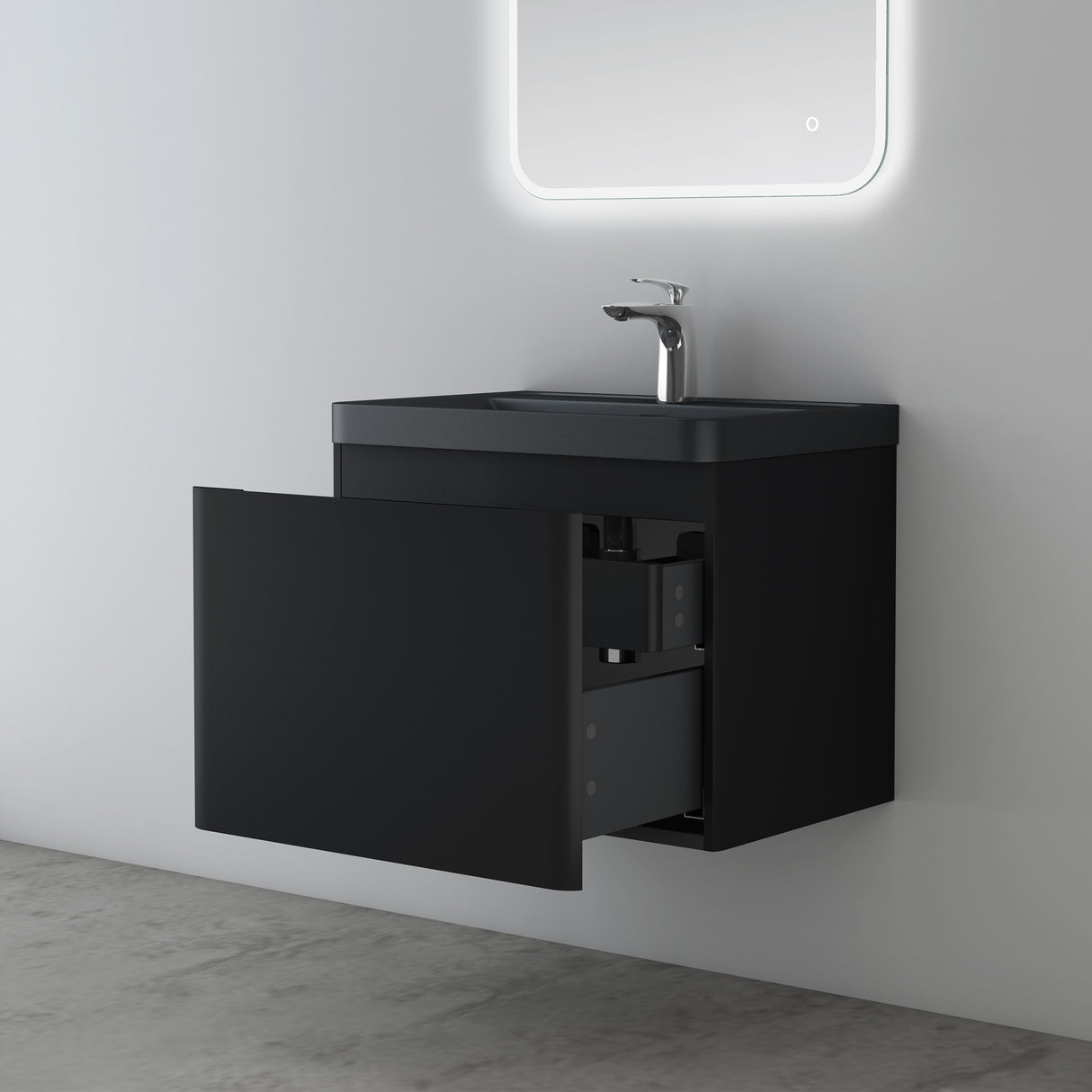 Ensemble de meubles de salle de bain Glasvilla avec meuble sous-vasque et tiroirs à fermeture amortie, y compris lavabo en fonte minérale Ancona 