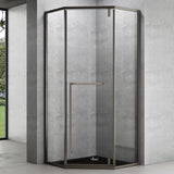 Cabine de douche pentagonale Glasvilla en verre véritable, verre de sécurité ESG 8 mm, cadre de porte en acier inoxydable, cloison de douche, installation au niveau du sol Ravenna68K