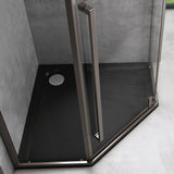Cabine de douche pentagonale Glasvilla en verre véritable, verre de sécurité ESG 8 mm, cadre de porte en acier inoxydable, cloison de douche, installation au niveau du sol Ravenna68K