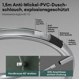 glasvilla Soffione Doccia con 4 Modalità, Doccino per Doccia in Ottone con Tubo Flessibile da 1.5m, Telefono Doccia Universale Facile da Installare Duschsystem8