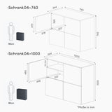 Commode de rangement à 4 portes, buffet, meuble polyvalent, meuble de rangement Glasvilla Schrank04