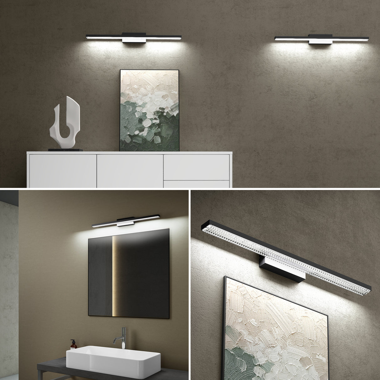 Lampe de salle de bain LED pour miroir Glasvilla | Lampe miroir, lampe de salle de bain 6000K | Applique murale LED 14W