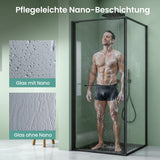 glasvilla Duschkabine Eckeinstieg  mit Schiebetür nach innen, Eckdusche Duschabtrennung 195cm Höhe, 6mm ESG-Sicherheitsglas Nano-Beschichtung Ravenna69K