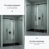 Porte de douche Glasvilla, porte de niche, cloison de douche, cabine de douche, porte coulissante en niche, verre de sécurité ESG de 6 mm, fermeture amortie incluse, Teramo12K