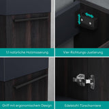 Ensemble de meubles de salle de bain Glasvilla, meuble de salle de bain avec meuble sous-vasque, lavabo anthracite mat et miroir de salle de bain LED, L x P x H 46 x 26 x 63 cm, Pise