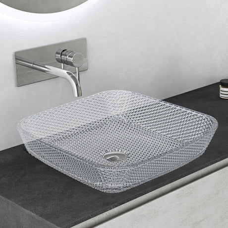 glasvilla Waschbecken Glas Aufsatzwaschbecken Glaswaschbecken Handwaschbecken Rechteckig Waschschale BxTxH 40x40x11 cm Minerva03