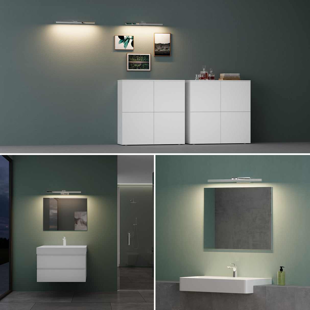 Lampe de salle de bain LED pour miroir Glasvilla | Lampe miroir, lampe de salle de bain 4000K | 9 W rotatif à 180° d'une beauté radieuse 