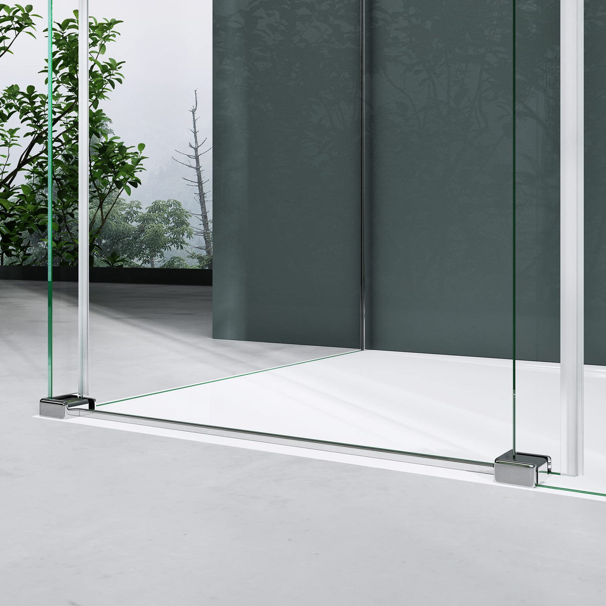 Cabine de douche d'angle Glasvilla en verre de sécurité ESG 8 mm, revêtement NANO double face, porte coulissante, douche R-17