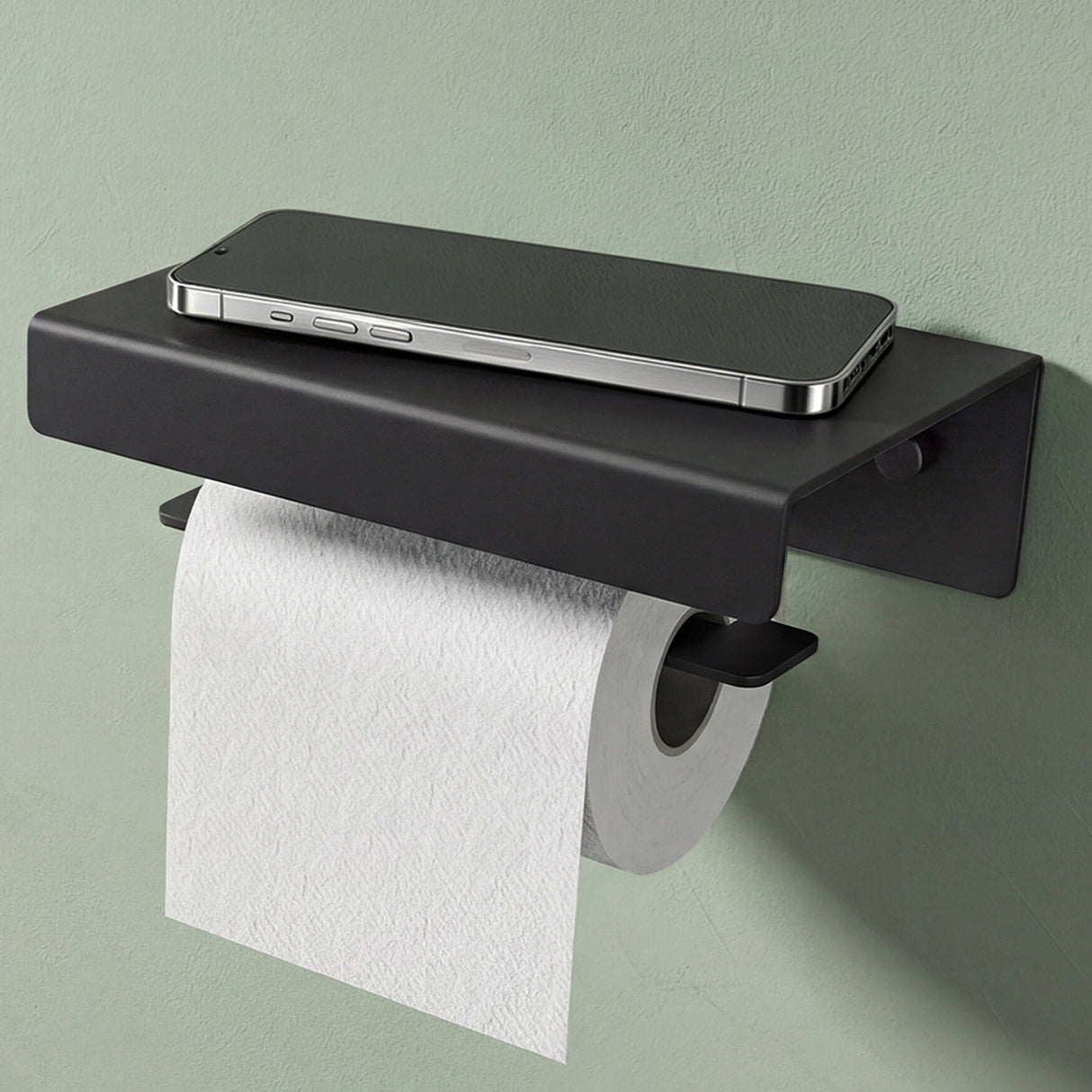 Porte-papier toilette Glasvilla avec étagère, support de papier toilette WC en alliage d'aluminium, dérouleur de papier toilette Lino-05
