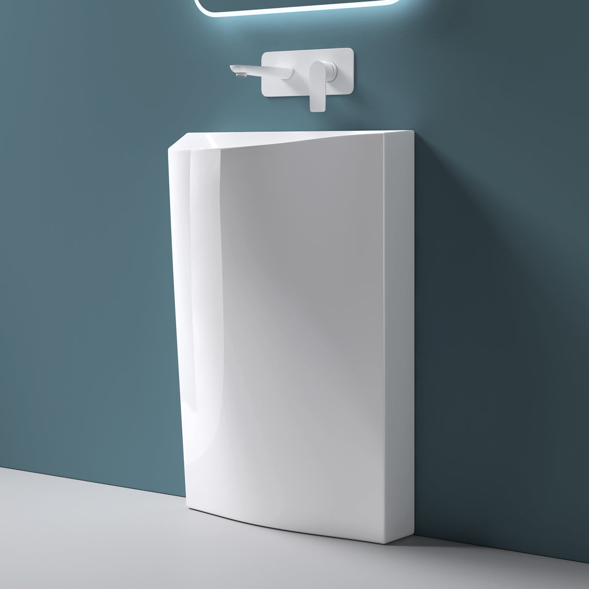 glasvilla Design Standwaschbecken freistehend Col37 weiß, aus Mineralguss, Waschtisch, BTH: 55x34x85cm