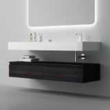Ensemble de meubles de salle de bain Glasvilla, meuble sous-vasque avec meuble bas 150 x 48 x 25 cm, tiroirs à fermeture amortie et vasque en fonte minérale UP