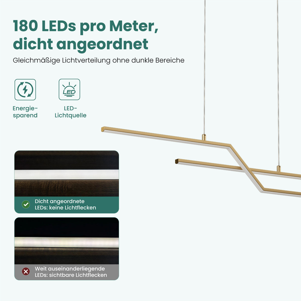 Suspension glasvilla 105cm LED Lampe à suspendre linéaire design 3000K/4000K/6000K Câble réglable 18W Luminaire Alivetta7085