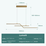 Suspension glasvilla 105cm LED Lampe à suspendre linéaire design 3000K/4000K/6000K Câble réglable 18W Luminaire Alivetta7085