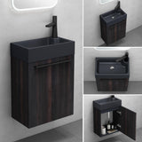 Ensemble de meubles de salle de bain Glasvilla, meuble de salle de bain avec meuble sous-vasque, lavabo anthracite mat et miroir de salle de bain LED, L x P x H 46 x 26 x 63 cm, Pise