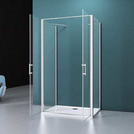 glasvilla Duschabtrennung Duschkabine Aluminiumrahmen ESG-Sicherheitsglas Klarglas Doppeltüre Ravenna50K
