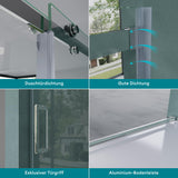 Porte de douche Glasvilla porte de niche douche cloison de douche cabine de douche verre de sécurité 8 mm avec revêtement nano porte coulissante hauteur : 195 cm Teramo04