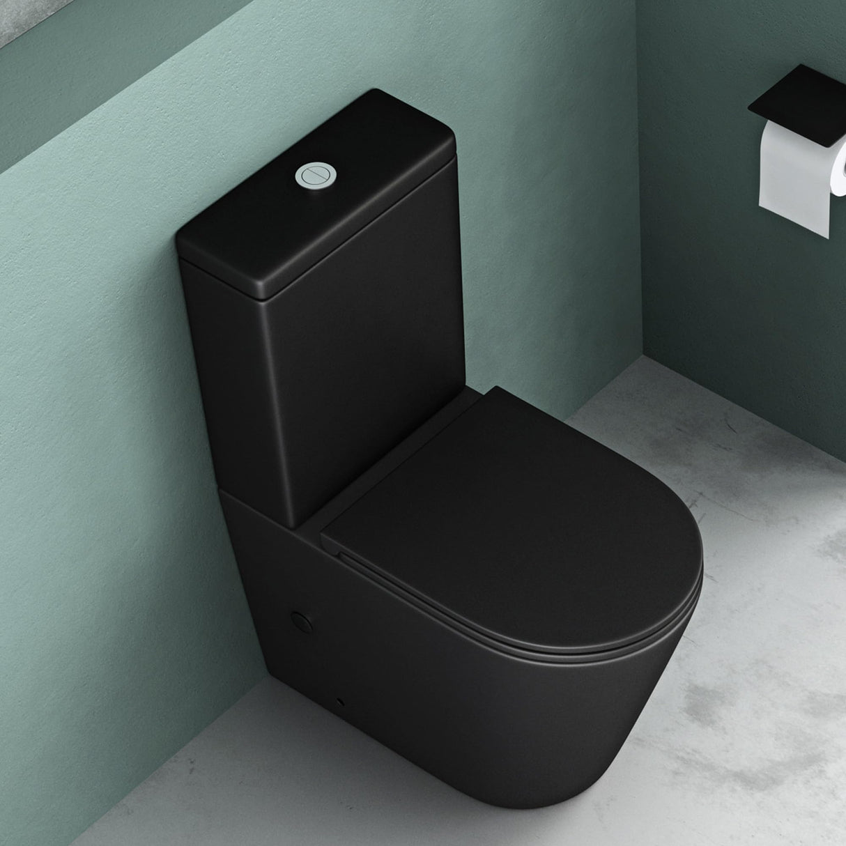 Toilettes sur pied en céramique Glasvilla, WC sans bride, 36 x 63 x 82 cm, WC sur pied avec réservoir Stand108T