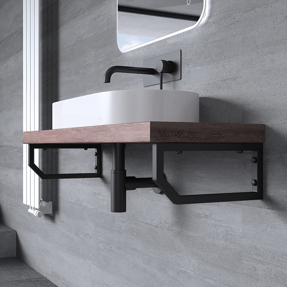 glasvilla Design Wandkonsole aus Edelstahl Waschtisch Halterung WH03
